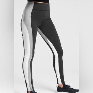 Athleta Black and Gray Colorblock Leggings
